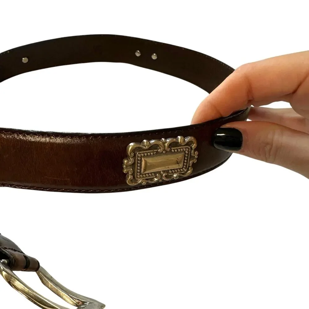 Vintage 90s Y2K Fossil Leather Belt 33 in long 1 in wide Western Boho Preppy